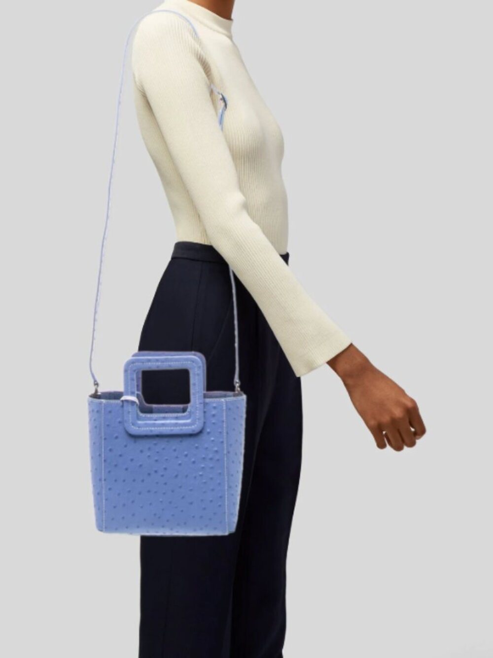 STAUD Mini Shirley Split Suede/Leather Bag, Hydrangea